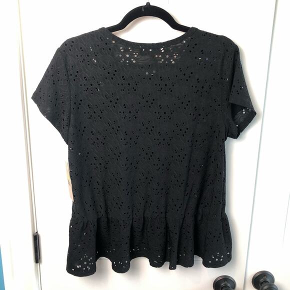 NWT Nanette Lepore black eyelet peplum top Medium - Picture 8 of 9